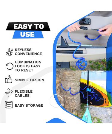 DocksLocks 10ft Anti-Theft Coiled Cable with Combination Lock for Kayaks, Bicycles, Paddleboards - Weatherproof Security Solution - Buy Online on SooperMarket.com