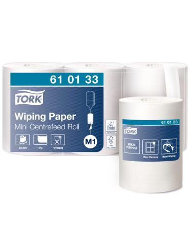 Tork 610133 multi-purpose paper wiper for the M1 inner roll-off mini donor system / 1-layer stable paper in white / 3 x 120m 3 advanced single