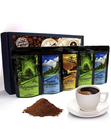 C&T Coffee Gift Set | 5 x 65g International Coffees from Mexico Brazil Peru Honduras & Kenya | Perfectly Packed for Gifting - Buy Online on SooperMarket.com