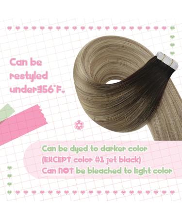 Youngsee Balayage Tape In Extensions - Real Brown Remy Hair 50cm 20pcs #4/14/60 - Invisible Skin Weft for Effortless Volume - Buy Online on SooperMarket.com
