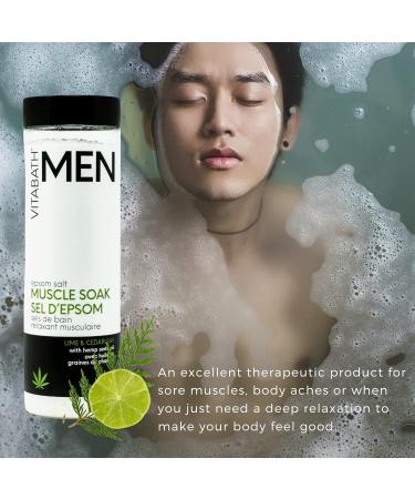 Vitabath Men's Lime & Cedarleaf Epsom Salt Muscle Soak - Soothing Workout Recovery & Relaxation - 21.2 oz - Buy Online on SooperMarket.com
