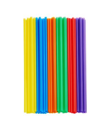200 Pack Long Disposable Plastic Drinking Straws - 10.02" High - Assorted Colors 200 Count