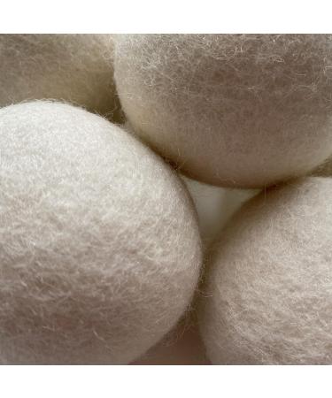 Organic 6 Pack Large Laundry Dryer Balls 100% New Zealand Wool Reusable Natural White or Grey Soft Eco Friendly with Cotton Bag (White) - Buy Online on SooperMarket.com