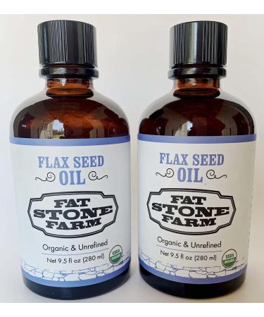 Fresh Farm Organic Cold-Pressed 100% Pure Flax Oil 2x 9.3 fl. oz (NEW) Fat Stone Farm - Made in the USA!