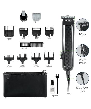Wahl PowerPro Corded Beard Trimmer Kit for Men - Model 9686 | Grooming Detailer for Beard, Mustache, Stubble, Ear, Nose, and Body - Buy Online on SooperMarket.com
