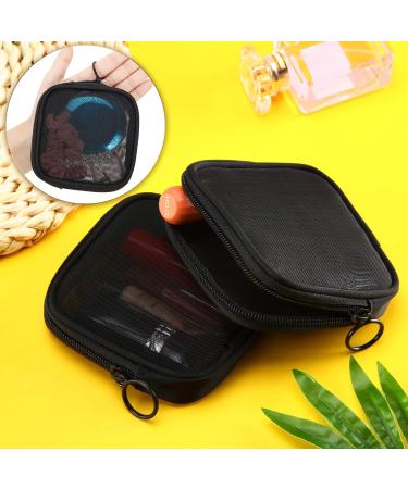 Weewooday 4-Pack Small Mesh Makeup Bags with Zipper - Mini Portable Toiletry Pouch Set for Daily Essentials - Black 4.52x4.52x0.78 Inch - Buy Online on SooperMarket.com