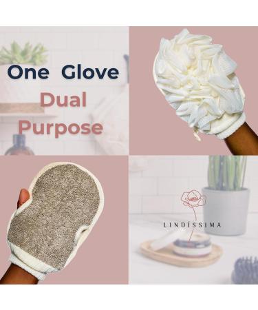 LINDISSIMA Exfoliating Mitt Double-Sided Body Scrubber - UK Brand for Gentle Skin Exfoliation & Cleaning - Buy Online on SooperMarket.com