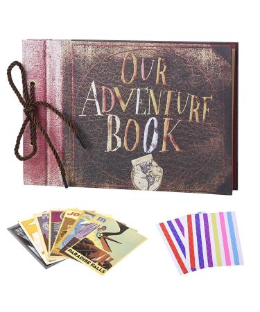 LINKEDWIN Our Adventure Book  Up Scrapbook Album with Movie Themed Postcards  Wedding and Anniversary Photo Album  Memory Keepsake  11.6 x 7.5 inch  80 Pages (Light Brown Pages)