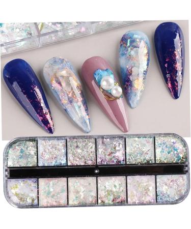 1PC Nail Art Glitter Flake Nail Art Foil Flake Nail Glitter Flakes Shining Holographic 12 Grids Nail Glitter Flake for Summer Nail Art Decoration - Buy Online on SooperMarket.com