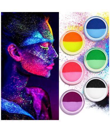 Water Activated Eyeliner UV Glow Neon Cake Paint 12 Bright Color Hydra Eye Liner UV Glow Blacklight Luminous Body Face Makeup Paint Costume Halloween and Club Makeup Art Paint (01)