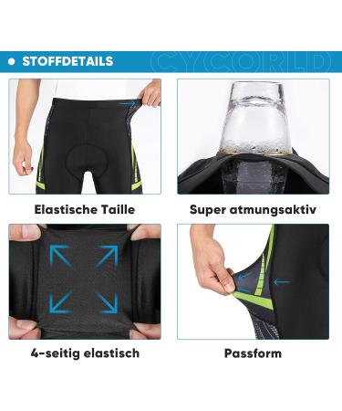 Cycorld Men's 4D Bike Pants with Seat Cushions - Breathable Elastic Quick-Drying Cycling Shorts in Green XL - Perfect for Comfort on Long Rides - Buy Online on SooperMarket.com