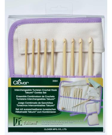 Clover Interchangeable Tunisian Crochet Hook "Takumi" Combo Set Brown