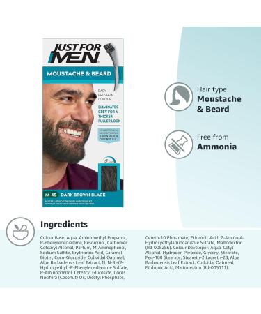 Just For Men M45 Dark Brown Black Moustache & Beard Dye for Fuller Look - Includes Applicator Brush - Buy Online on SooperMarket.com