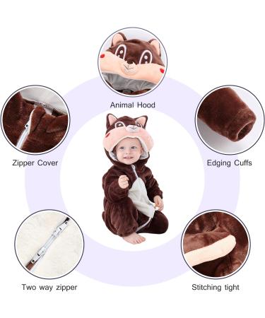 COOKY.D Unisex Winter Animal Hooded Baby Romper - Brown Squirrel (12-18 Months) - Buy Online on SooperMarket.com