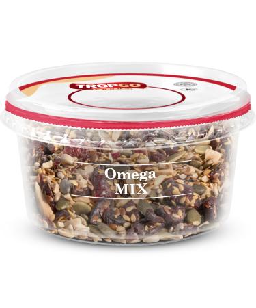 Tropgo Omega Mix 200g - Premium Nuts Seeds and Dried Fruit in Resealable and Recyclable Tub - Contains Fibre Protein and Essential Minerals - Wholesome Trail Mix - Healthy Snacks for All Ages