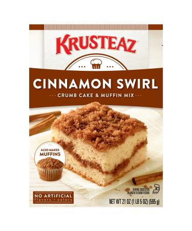 Krusteaz Cinnamon Swirl Crumb Cake & Muffin Mix, Also Makes Muffins, 21-Ounce Box (Pack of 10) Cinnamon 1.31 Pound (Pack of 10)