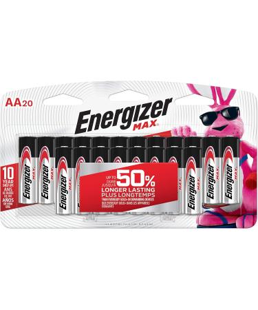 Energizer AA Batteries - Max Double A Alkaline 20 Count Pack | Long-Lasting Power for All Devices - Buy Online on SooperMarket.com