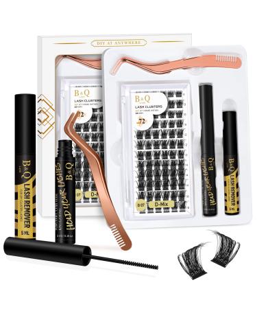 B&Q Eyelash Extension Kit B07 Lash Extension Kit 72Pcs Lash Clusters Individual Lashes Thin Band Cluster Lashes Kit Eyelash Clusters DIY Lash Kit with Tweezers and Lash Bond and Remover (Kit B07) D-8-16 MIX B 07-Kit
