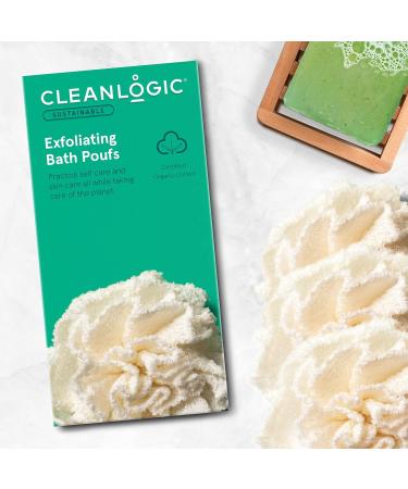 Sustainable Exfoliating Loofa Pouf 3-Pack - Extra Firm Bath and Shower Puff for Daily Skincare - Reusable for Women & Men | Cleanlogic - Buy Online on SooperMarket.com