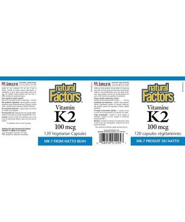 Natural Factors Vitamin K2 100 mcg 120 Vegetarian Capsules - Buy Online on SooperMarket.com