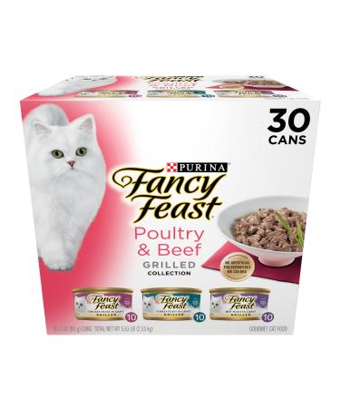 Purina Fancy Feast Gravy Wet Cat Food Variety Pack, Poultry & Beef Grilled Collection - 3 Ounce (Pack of 30)