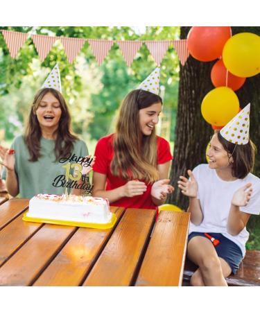 Sumerk 13th Birthday Cake Attachments - Gold & Black Party Decorations | 1 Pack Cake Lid & Accessories - Buy Online on SooperMarket.com