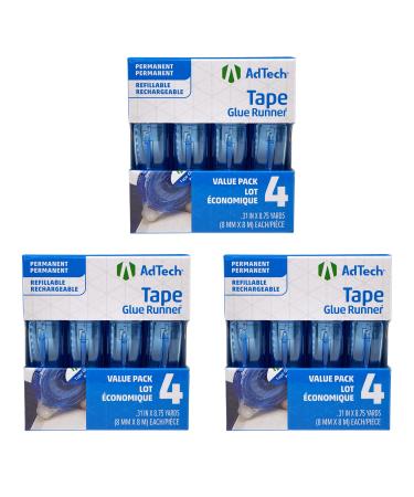 Adtech 05603 Glue Runner Permanent 35 Yards Total - Pack of 3 (4 each), Blue 3 PACK