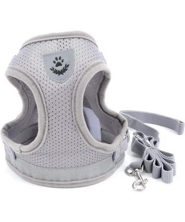 Ranphy Cat Dishes with Leash - Breakproof Reflective Padding Harness for Small Cats | Soft Fabric Puppy Dishes | XS Size (Chest 26 cm) - Gray - Buy Online on SooperMarket.com