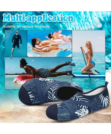 VIFUUR Water Shoes for Women and Men - Blue Leaf | Quick Dry Aqua Socks for Beach, Swim, Yoga, Outdoor Sports - Buy Online on SooperMarket.com