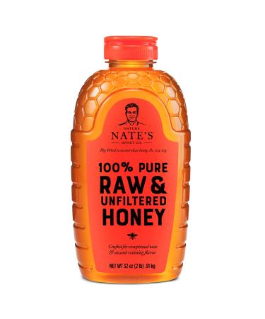 Nature Nate’s 100% Pure, Raw & Unfiltered Honey; 32oz. Squeeze Bottle; Award-Winning Taste
