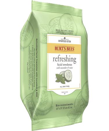 Burt's Bees Sensitive Facial Cleansing Towelettes with Cucumber and Mint - 30 Count | Gentle Face Wipes for Sensitive Skin - Buy Online on SooperMarket.com