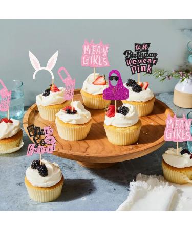 Cyodoos Mean Girl Cupcake Toppers Mean Girl Birthday Party Decoration Cake Toppers Single Women Pink Party Cake Decoration Supplies Wedding Bride Shower Decoration Supplies Pink4 - Buy Online on SooperMarket.com