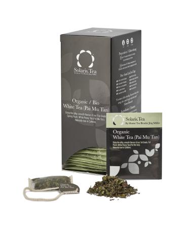 Solaris Tea - Organic White Tea (Pai Mu Tan) | 100% Organic Whole Leaf Tea | Certified Vegan | 40x Biodegradable Stitched Teabags (1 x 60 g) 40 Count (Pack of 1)