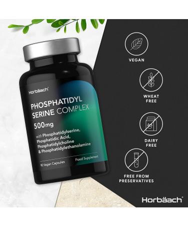 Phosphatidylserine Supplement 500mg | 90 Vegan Capsules | Phosphatidylcholine Complex | No Artificial Preservatives - Buy Online on SooperMarket.com