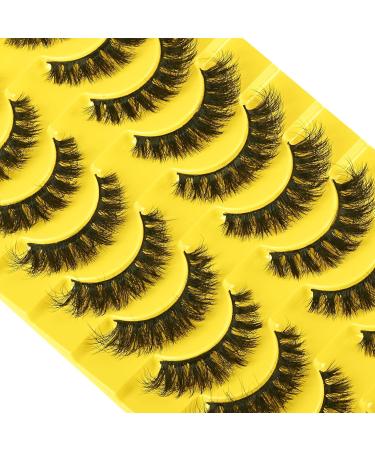 Fluffy Cat Eye False Eyelashes - 10 Pairs Short Mink Lashes for Natural Look | Wispy Volume Lash Pack - Buy Online on SooperMarket.com