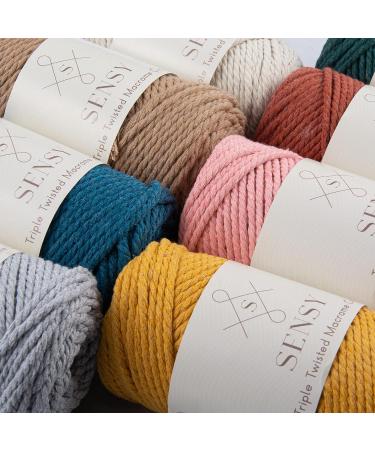 Sensy Premium Macrame Cord 3mm 100% Cotton - 245 Feet Twisted Macrame Rope - Latte Color - Ideal for Macrame Projects - Buy Online on SooperMarket.com