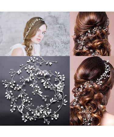 100 cm Wedding Hair Wire Bridal Hair Jewellery Rhinestone Headband and Headband with Crystal Headdress Head Cover for Women - Buy Online on SooperMarket.com