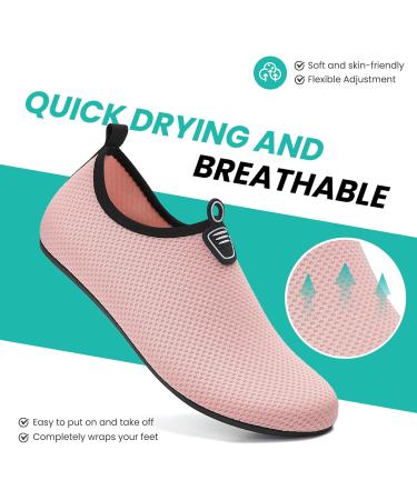 Ruomu Fast Drying Bathing Shoes for Women & Men | Slipproof Aqua Shoes | Lightweight Beach & Surf Footwear | Size 38 EU - Pink - Buy Online on SooperMarket.com