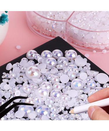 Thinp 5645 PCS Nail Pearls Set with Pickup Pencil and Tweezer - Assorted Sizes Flat Back Pearls Nail Charms for Crafting and Nail Art - Buy Online on SooperMarket.com
