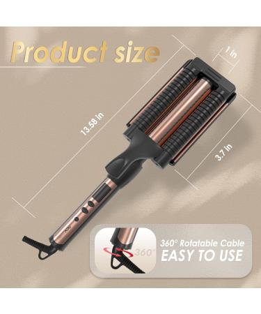 Novus 3 Barrel Waver Curling Iron - Anti-Scald 1 Inch Rapid Heating 3 Heat Settings for Deep Waves - Buy Online on SooperMarket.com