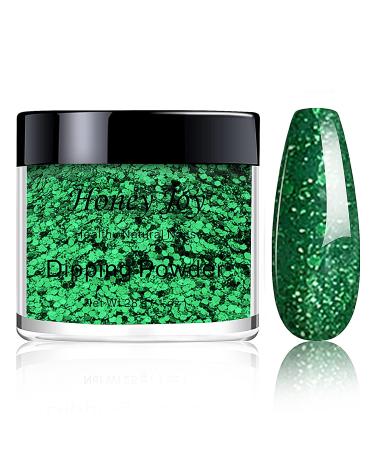28g/Box Green Shine Glitter Hexagon Sequins Paillette Dip Powder Nails Dipping Nails Long-Lasting Nails No UV Light Needed (No.125) HJ-ND064B-No.125