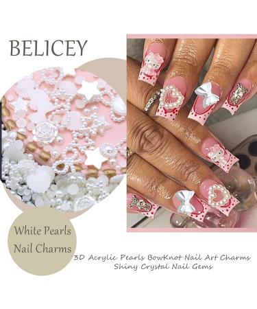 BELICEY Creamy-White Pearls Heart Nail Art Charms - 500pcs Mixed Flatback Pearls for Cute 3D Nails Design & DIY Jewelry - S2-White - Buy Online on SooperMarket.com