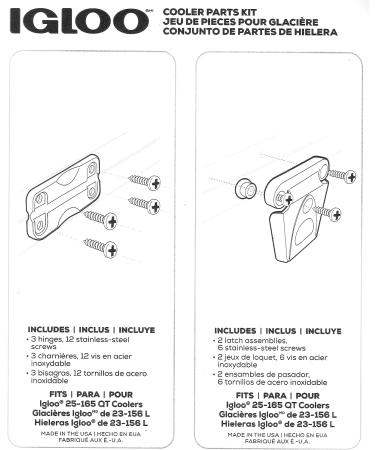 Igloo Cooler Latch and Hinge Plastic Parts Kit - Buy Online on SooperMarket.com