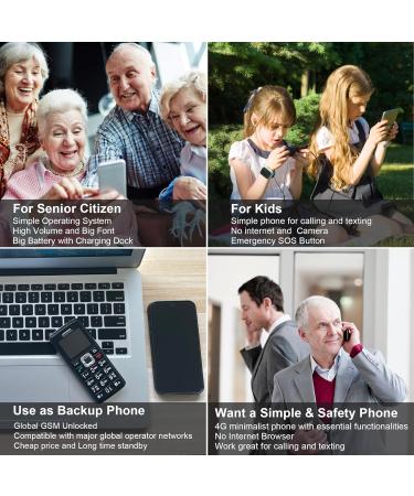 Easyfone T200 GSM Senior Cell Phone - 1.8 inch Large Button Mobile with SOS & Charging Station | No Contract Black 2G - Buy Online on SooperMarket.com