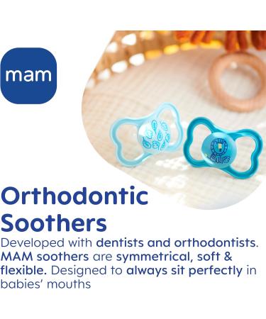 MAM Air Night Soothers 16+ Months (Pack of 2) Glow in the Dark Baby Soothers with Self Sterilising Travel Case Newborn Essentials Blue (Designs May Vary) Blue Night 1 12+ M Soother - Buy Online on SooperMarket.com