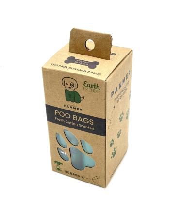 Dog Poo Bags Super Strong Leak Proof Fresh Cotton Scented Rolls (120 Bags)