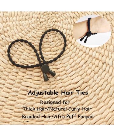 AICILY 5PCS Natural Hair Ties Afro Puff Ponytail | Adjustable Length Hairband for Thick Braided Natural Hair | No-Slip Design - Buy Online on SooperMarket.com