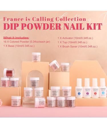 Lavender Violets 20 PCS Fast-Dry Dip-Powder-Nail Kit Skin Pink Gentel Glittery Nude French Nail Dipping Powder Set With Base Activator Top Coat Brush Saver Starter Kit Glossy & Matte Manicure M962 Gentle Skin Pink French Colours - Buy Online on SooperMarket.com
