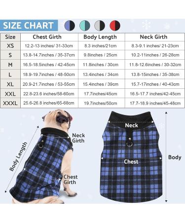 Winter Fabric Dog Sweater with Leash Ring - Plaid S | Warm Fleece Vest Pullover Jacket for Small Dogs and Cats - Buy Online on SooperMarket.com