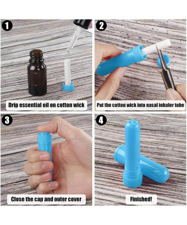 DHWEKU 8 Pieces Nasal Inhaler Tube for Essential Oil Reusable with 8 Pieces of Cotton Wicks Refillable Good Hygroscopicity (4 Colours) - Buy Online on SooperMarket.com